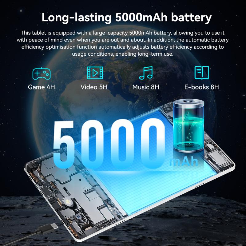 10.1-Inch 2-in-1 Tablet for Home & Daily Use, Android-Based System, 64GB Storage with TF Card Expansion, 1280×800 Display, Includes Keyboard, Mouse, Case, Stylus & Headphones