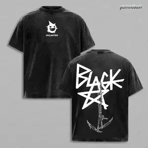 Retro Vintage Blackstar X Chain Scythe - Soul Eater Anime Double Printed Washed T-Shirt Unisex Mineral Anime Manga Wash Heavy Cotton T-shirt, Gift For Anime Fan Lover