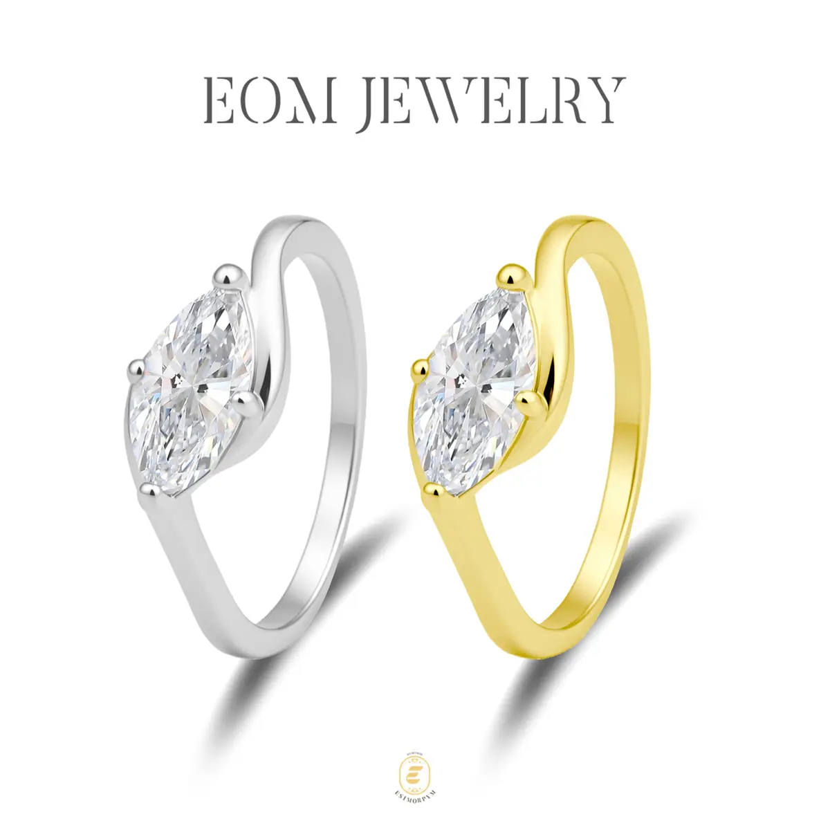 Moissanite 1ct Rippling Romance Marquise Solitaire Ring Silver-Plated Jewelry Wedding Engagement Anniversary Valentine's Day Birthday Gift Daily Wear