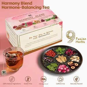 Female Ginseng Hormone Tea • Harmony Blend | 9 Fusion Herbs, Eastern & Western Wellness Formula, Supports Hormone Balance, Women's Vitality, Radiant Skin & Regular Cycles | Gluten-Free, Natural, Caffeine-Free |  15 TEABAGS