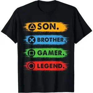 100% Cotton Son Brother Video Gamer Legend Gaming Men Boys Teens T-Shirt