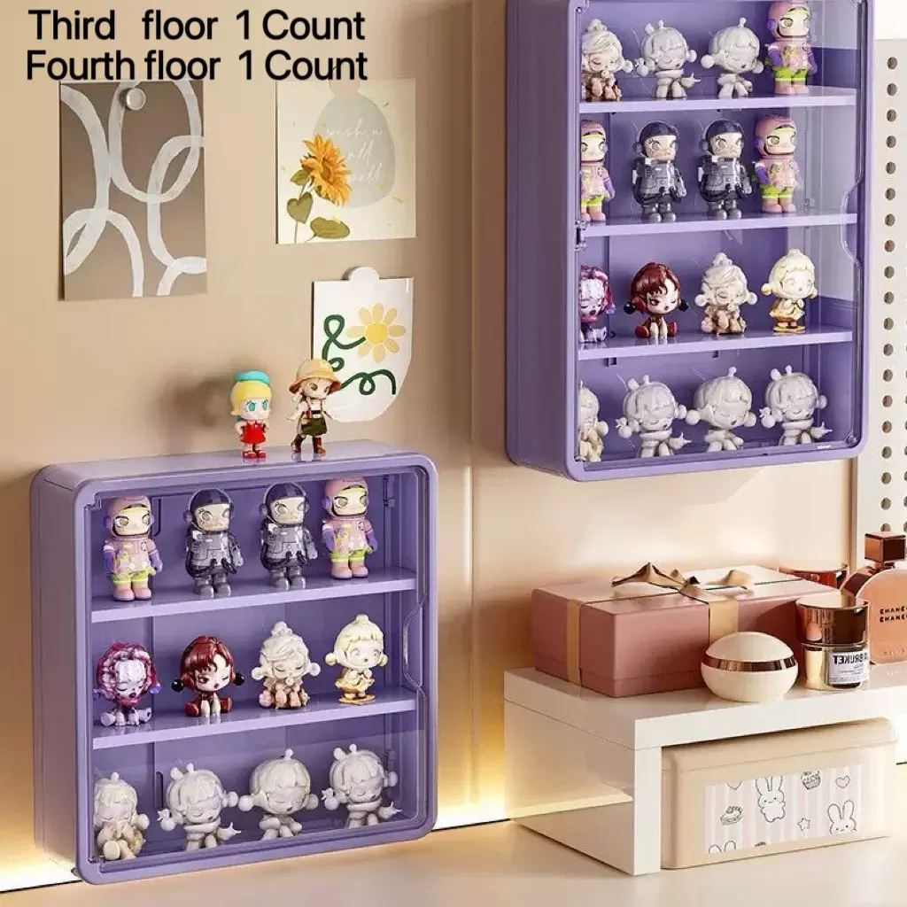 Large Wall-Mounted 4-Tier Clear Acrylic Display Shelf, Space-Saving Action Figure Collectible Holder, Gift for Collectors & Fans, Clear Dustproof Storage