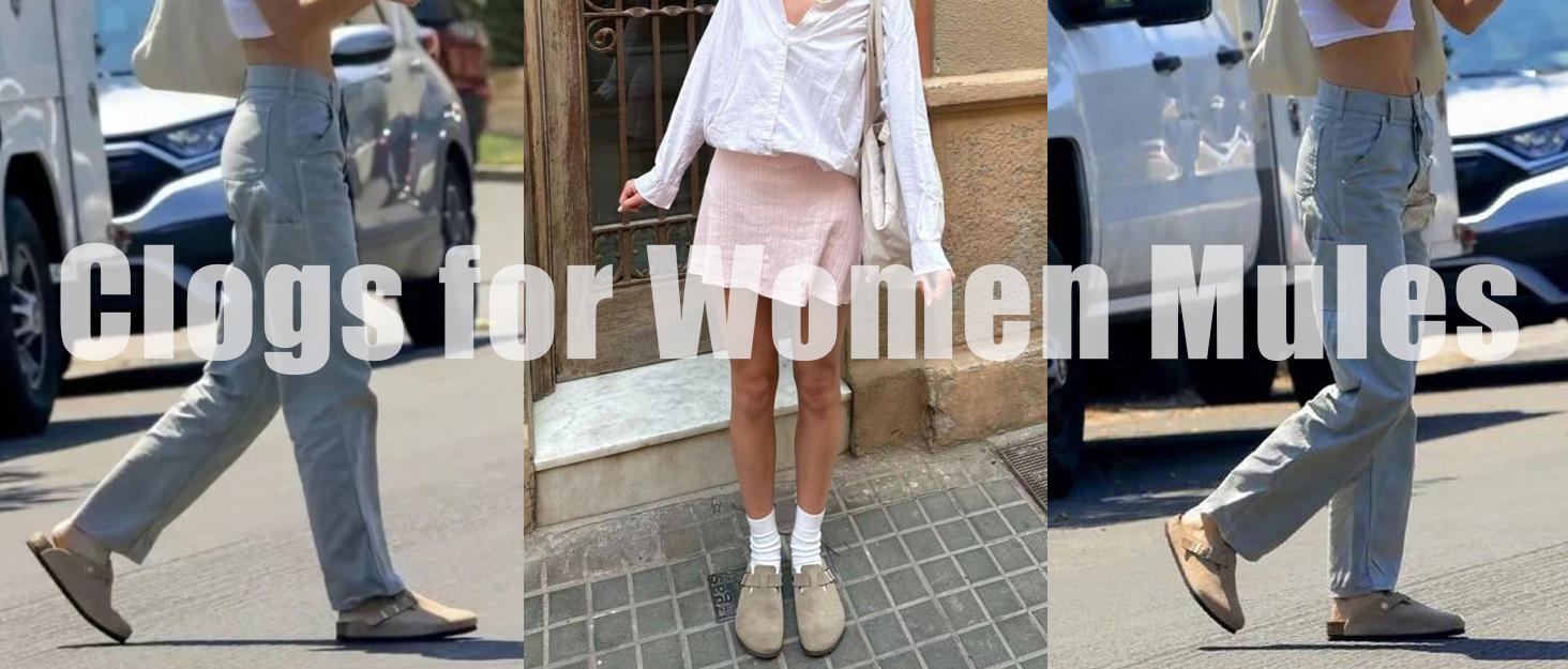 KIDMI Women's & Men's Genuine Suede Clogs Round Toe Sandals Leather Mules Potato Shoes with Arch Support for Casual Wear