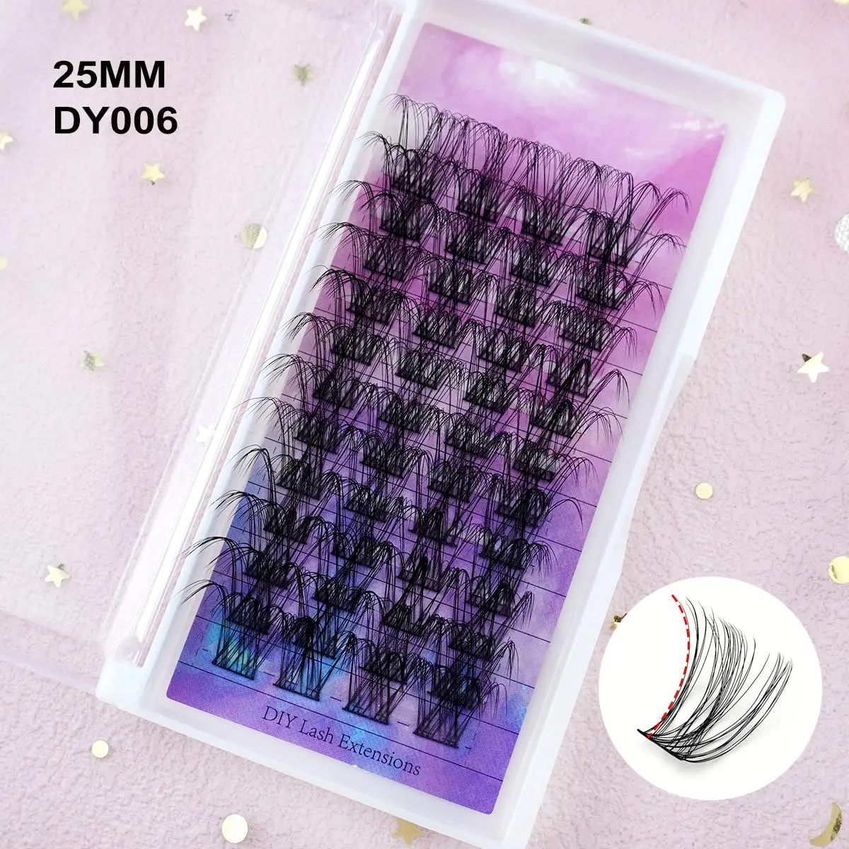 25mm Super Long DIY Fluffy Eyelash Clusters, 1 Box Exaggerated and Thick, Long and Soft Individual False Eyelashes, Eye Makeup Accessories for Women, Volume False Eyelashes