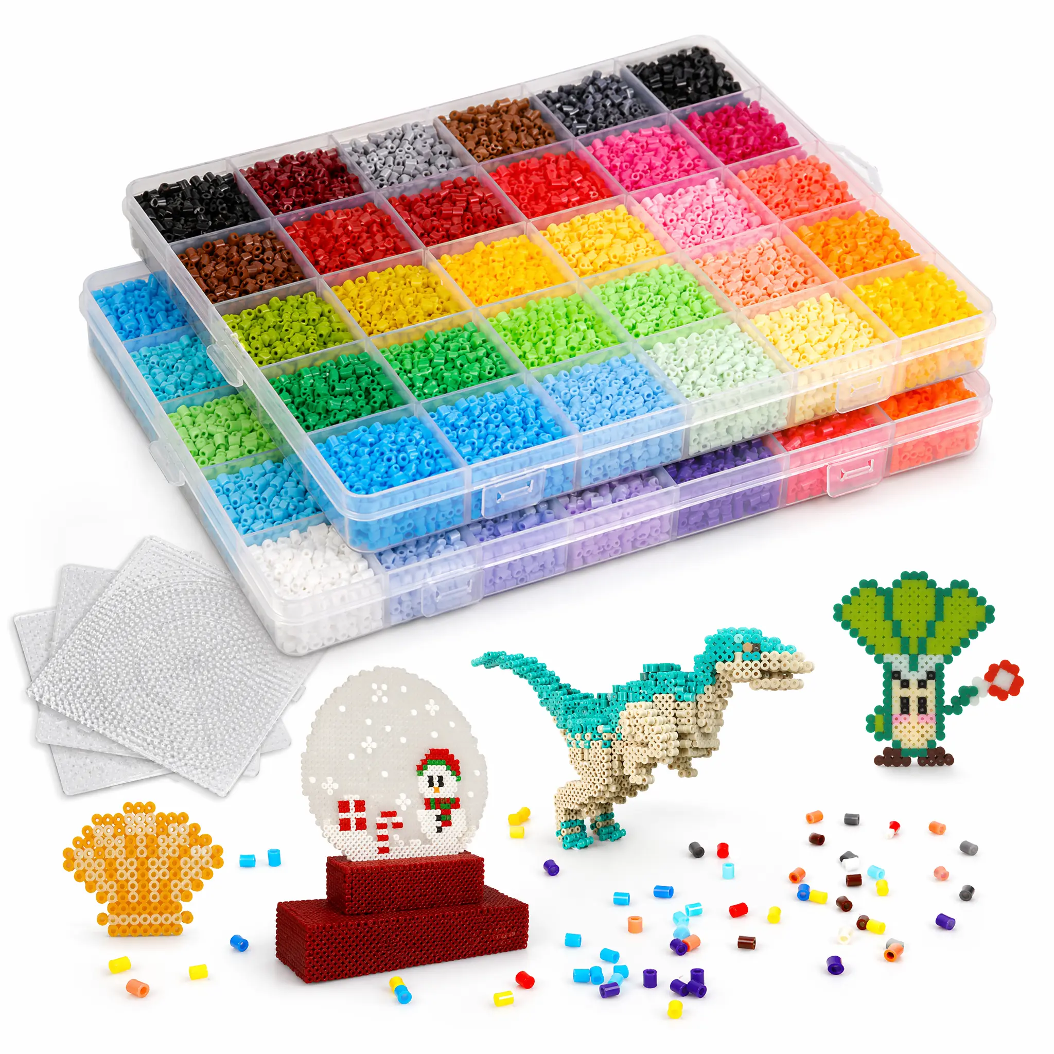 24/48/72/96 Color 2.6mm Plastic Fuse Beads Kit | 3D Pixel Puzzle DIY Craft Beads Set with Pegboard, Ironing Paper, Tweezers & Accessories Beading Making