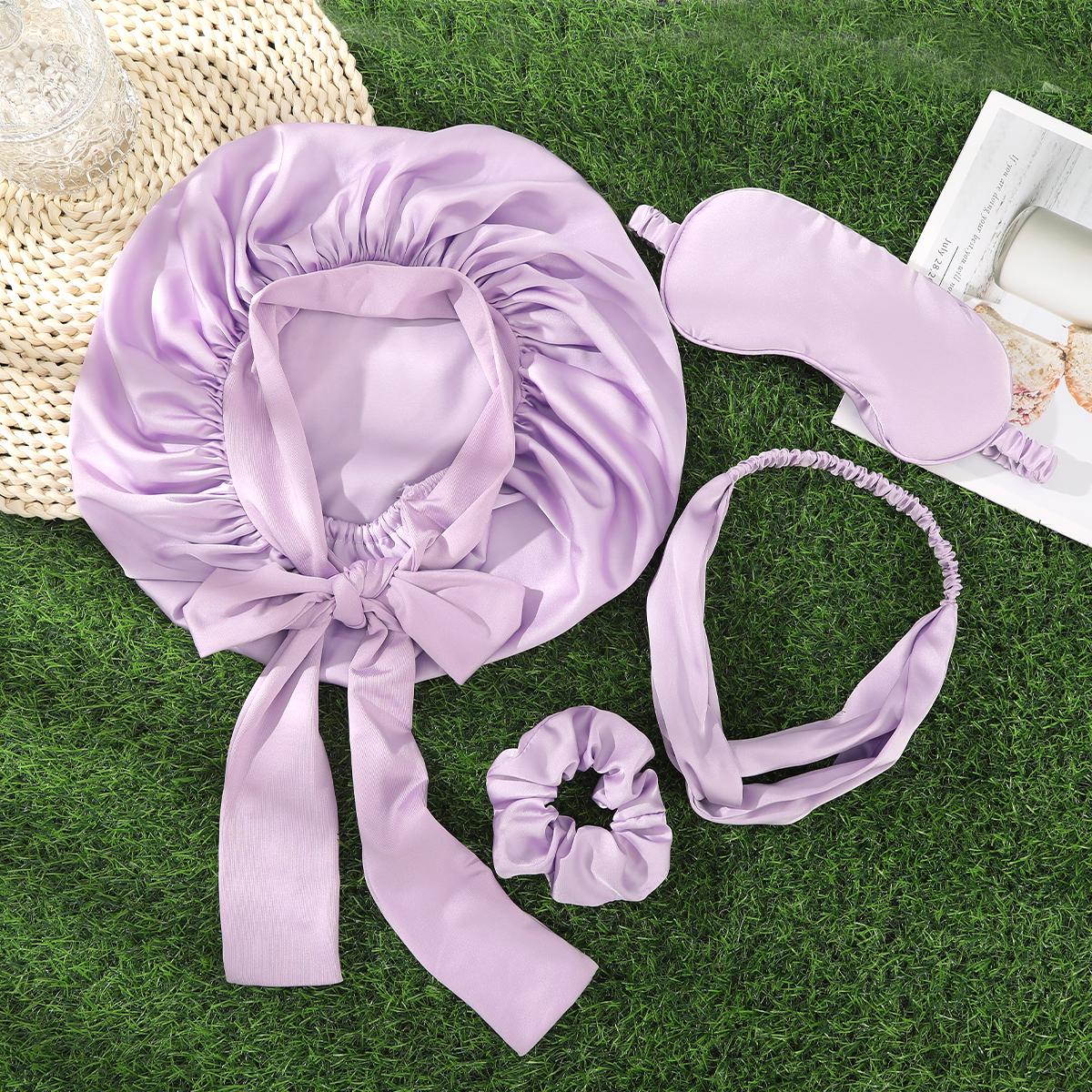 AWAYTR Single Layer Satin Bonnet Eye Mask Hairband and Hair Ring 4Pcs/Set for Women Silk-Like Nightcap for Sleeping with Tie Band Hair Care Sleep Cap TikTokShopBlackFriday AWAYTR Single Layer Satin Bonnet Eye Mask Hairband and Hair Ring 4Pcs/Set for Women Silk-Like Nightcap for Sleeping with Tie Band Hair Care Sleep Cap TikTokShopBlackFriday