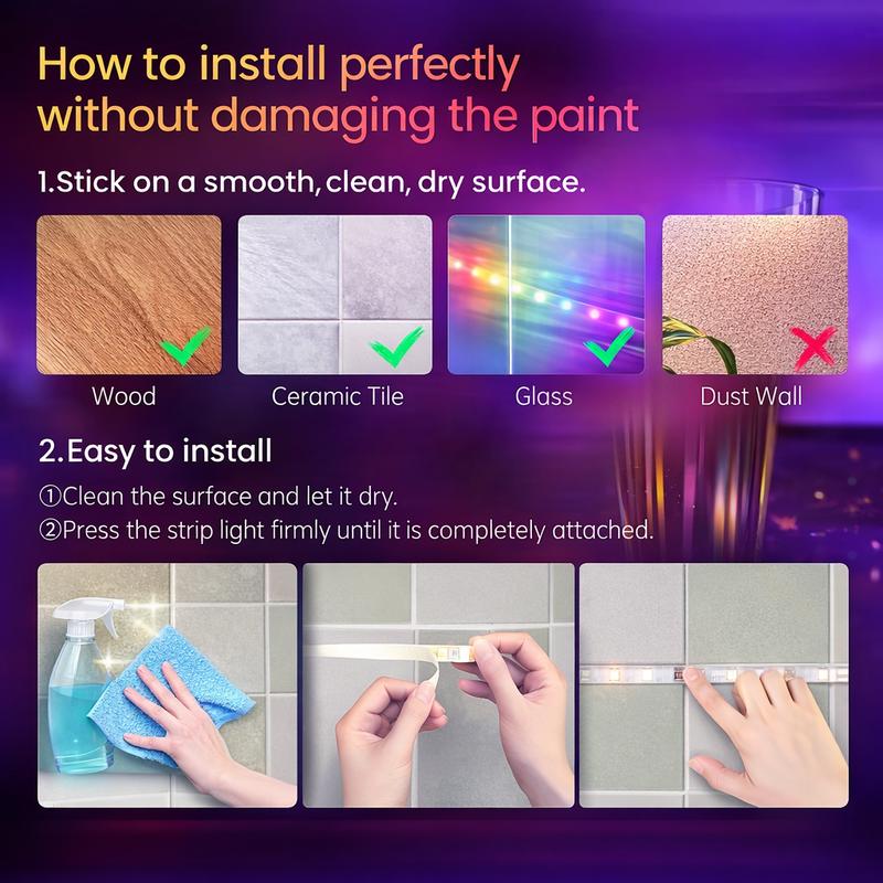 100FT WiFi Led Strip Lights Smart Led Light Strip Work with Alexa & Google Assistant RGB Music Sync Color Changing Led Light for Bedroom Decors