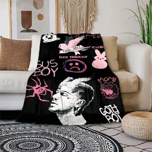 Aura Blankets Satanic Cry Baby Lil Peep Flannel Blanket  , Soft Fluffy Warm Sofa Bed Throw Blanket More Size，fans warm gifts  Superb Christmas blanket gift