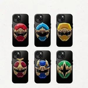 Power Rangers Helmet Gold Armor Superhero Design Tough Phone Case for iPhone 11, 12, 13, 14, 15, 16, 17 Pro Max Plus. Anti-Drop, Waterproof, Shockproof & Scratch-Resistant Full Protection with Glossy Finish. Retro Fan Gift.