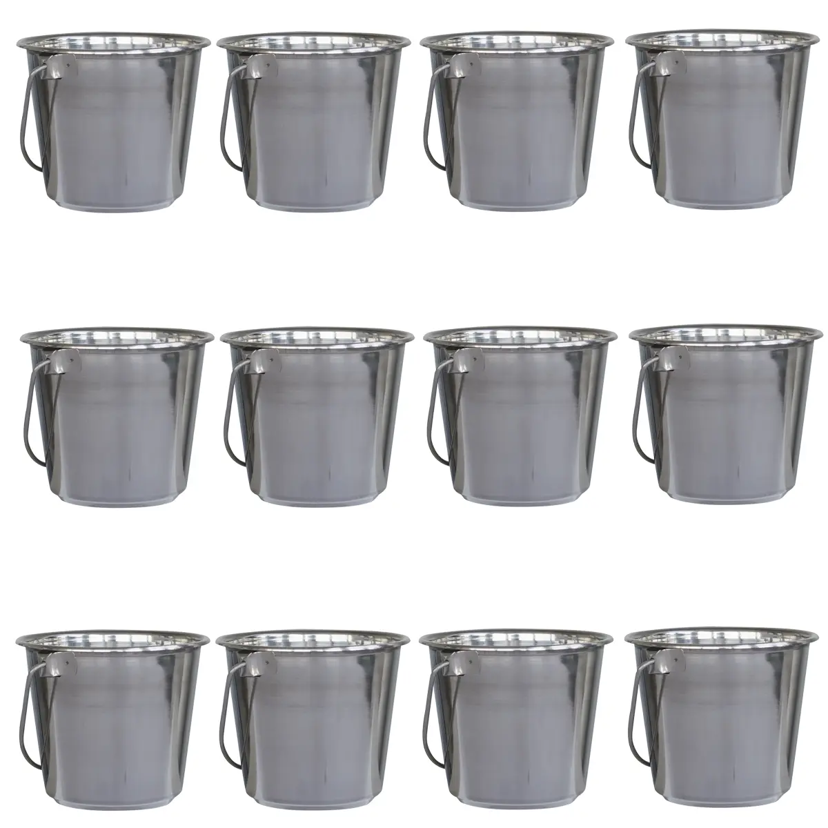 AmeriHome SSB025SET Sportsman Series .25 Gal Stainless Steel Bucket - 12 PK