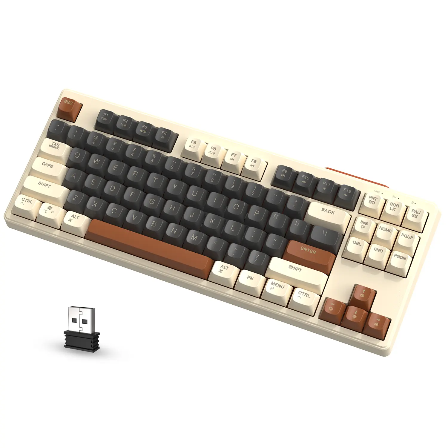 M87 80% Wireless Backlit Gaming Membrane Keyboard, 87-Keys TKL PBT Adjustable Rainbow Lights, Bluetooth 5.0/2.4Ghz Dual Mode, Compatible with Mac/Win for Office/Gaming,back to school,back to school haul