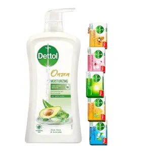 Dettol Onzen Moisturizing Antibacterial Bodywash with Aloe Vera & Avocado 900 ml Long Lasting Formula- Limited Edition