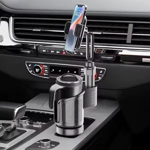 2-in-1 Car Cup Holder Expander with Adjustable Phone Mount