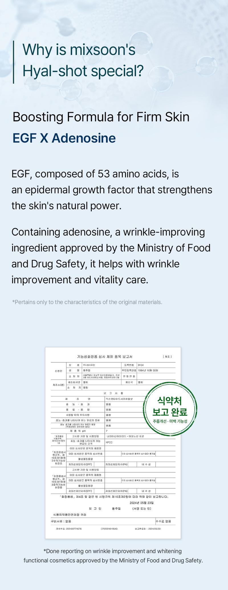 [mixsoon Official Shop] Peptide Cica Hyalshot 1.69 fl.oz / 50ml - Hyaluronic Acid Serum with EGF & Adenosine for Deep Moisturizing, Korean Glass Skincare Hydrate Moisture