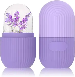 Geeric Ice Face Roller, Silicone Ice Facial Rollers, Cube Face Contour for Eyes Neck, Beauty Facial Massage Roller Remove Dark Circle Pore Shrink Face Roller Skin Care Tools (Purple) GeeRic