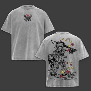 Sora Kingdom Hearts Vintage Washed T-Shirt, Retro Anime Game Streetwear, Heavy Cotton Oversized Shirt, Unisex Aesthetic Top, Gift for Kingdom Hearts Fans