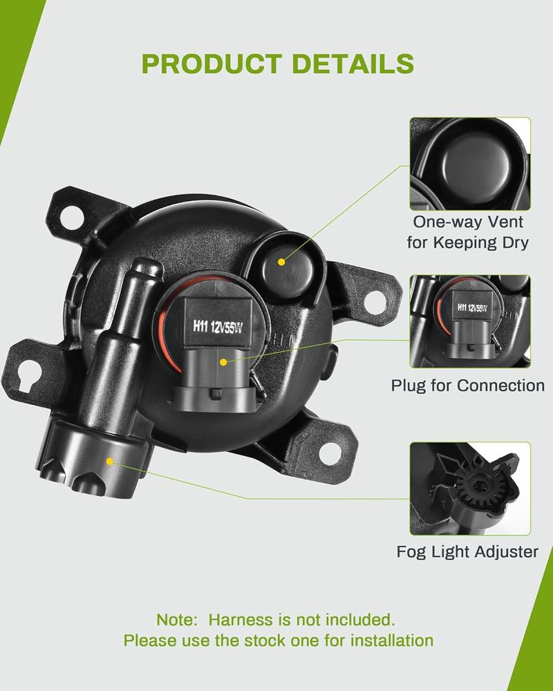 YITAMOTOR Fog Lights Compatible with 2016-2018 Pilot Fog Light Replacement, Fog Lamps with Bulb H11 12V 55W