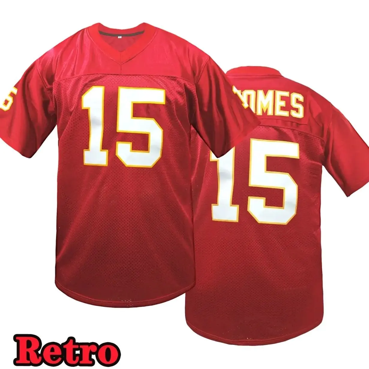 Chief Men's # 15 Red Football jersey, Kansas City Classic Embroidered American Football Shirt, Loose Short Sleeve Sports T-shirt, Suitable for Daily Leisure, Match Training, and Street Trendy Style christmas gift、 Unisex, Sports Clothing, Athletic Tops