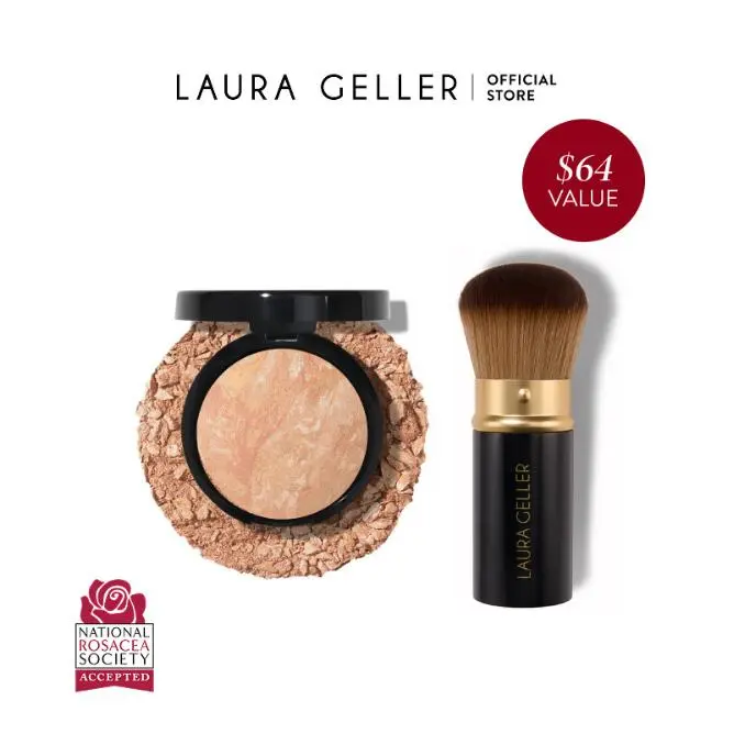 Laura Geller Baked Balance-n-Brighten Essentials Kit (2 PC) - Powder Foundation and Brush