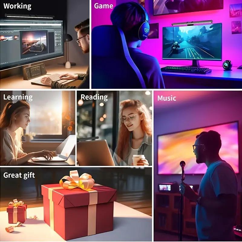 Valentines Gift for BF Touch Control Monitor Light Bar with RGB Backlight USB Powered Adjustable Desk Lamp Glare Free Screen Light for Computer Gaming Home Office Background Lighting