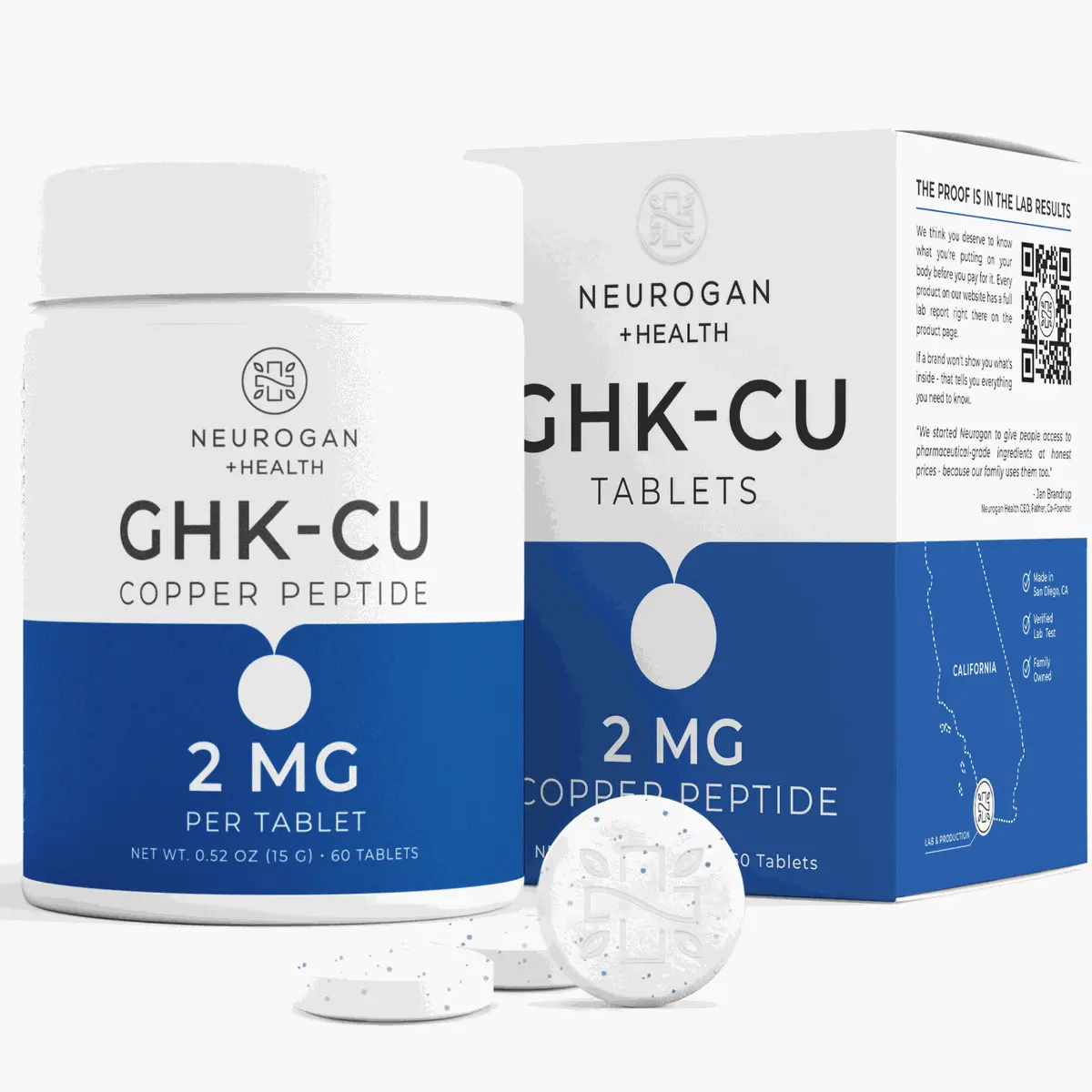 Neurogan Health GHK-Cu Copper Peptide Tablets | 120 mcg Per Tablet, 60 Tablets