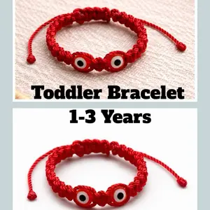 OjitoToddler Bracelet 1-3 Years Red Braided Design with Evil Eye Charm for Toddlers