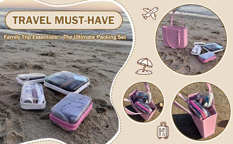 6 Pack Clear Hard Shell Zipper Case, Portable Travel Makeup & Toiletry Organizer, Zippered Toy Storage, Pencil Case, Toy Storage Box, Waterproof and Dustproof Hard Plastic Cosmetic Storage Bag, Travel Transparent Zipper Storage Box, Valentine's Day Gifts