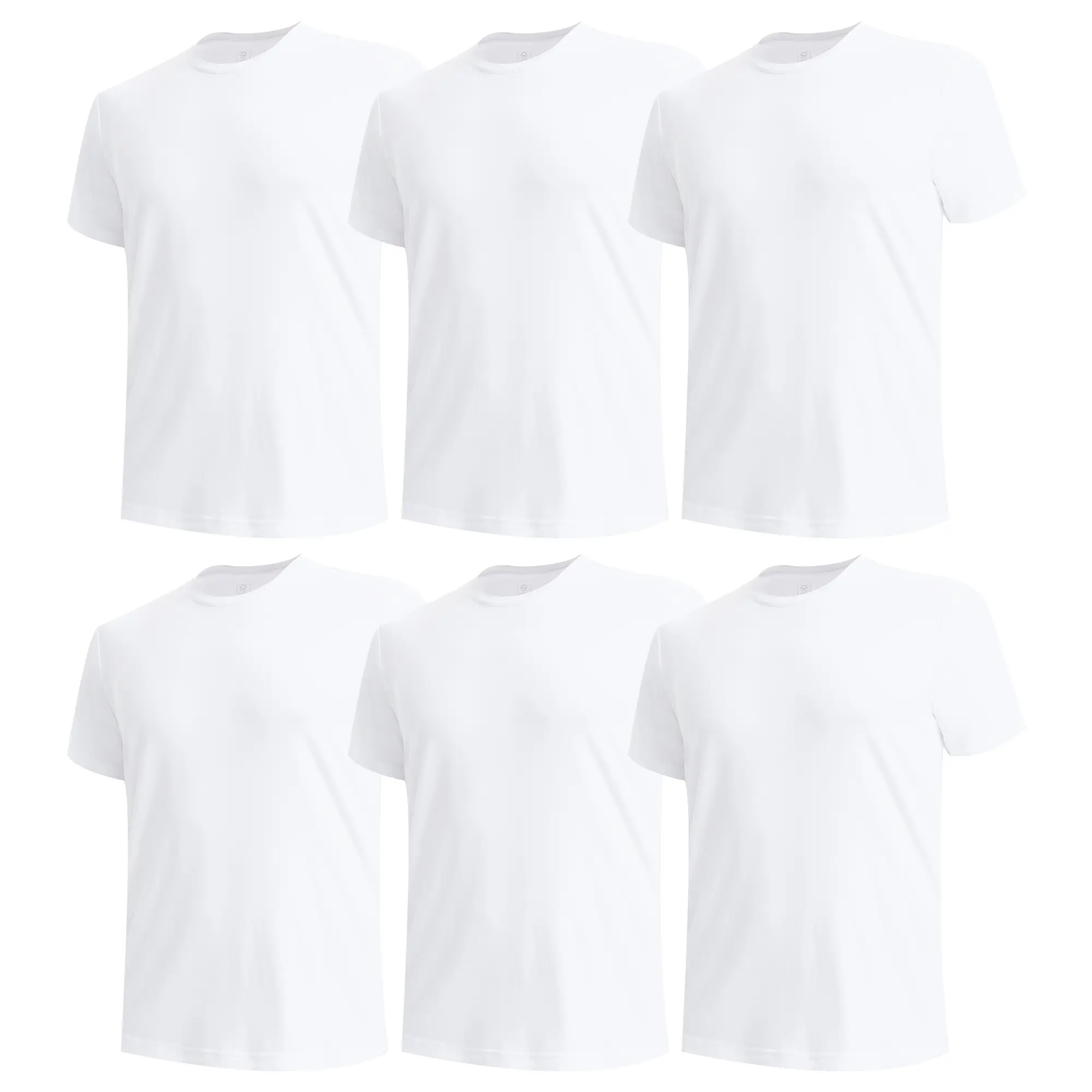 BAMBOO COOL Men's Classic Crewneck Undershirts, 6-Pack in Soft Performance Fabric, Tagless, Moisture-Wicking & Breathable, Short, Tshirt, Oversized, Sweat, Casual, Crew Neck, Short Sleeve, Original, Plain, Round, Traditional, Men's T Shirts, Loose-Fit, Ta