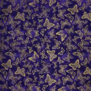 Metallic Impressions Fabric Collection - Butterfy Impressions Purple