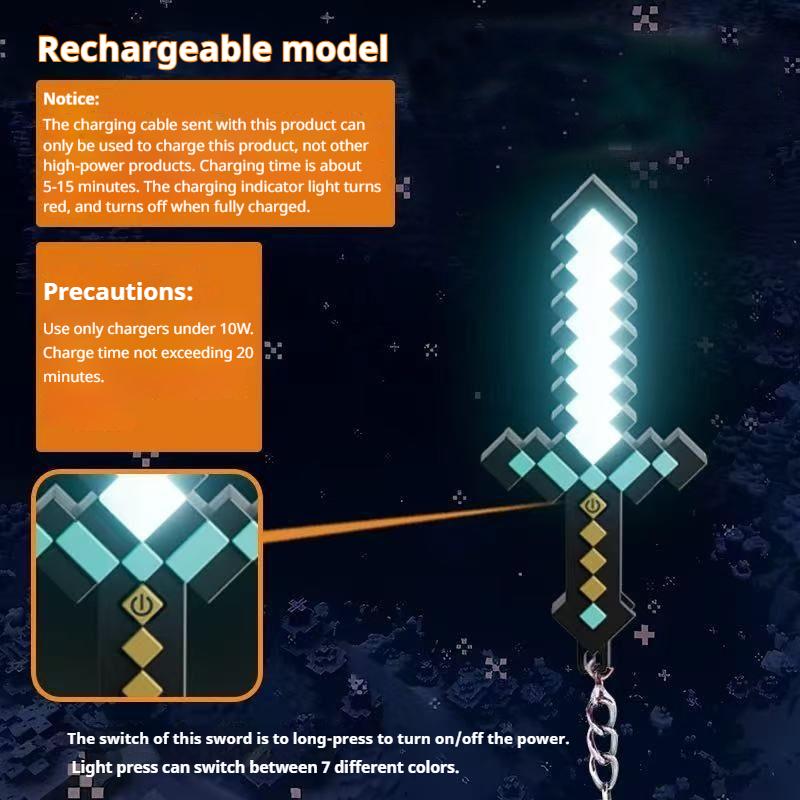 Diamond Glow Sword Keychain Model Mini Toy Weapon Pendant
