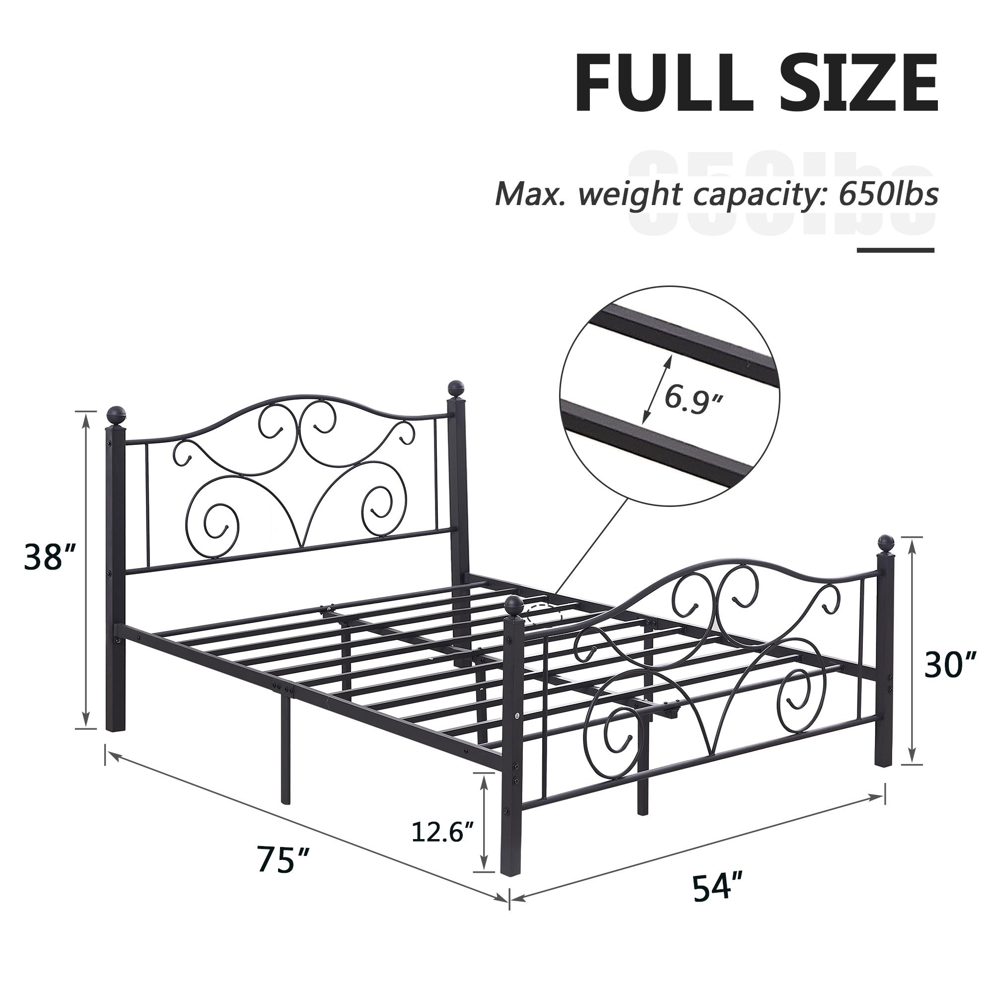 VECELO Bed Frame Heavy Duty Metal Platform Support Twin Full Queen Size with Strong Metal Headboard Footboard,No Box Spring Needed,Easy Assembly,Pink White traditional bed