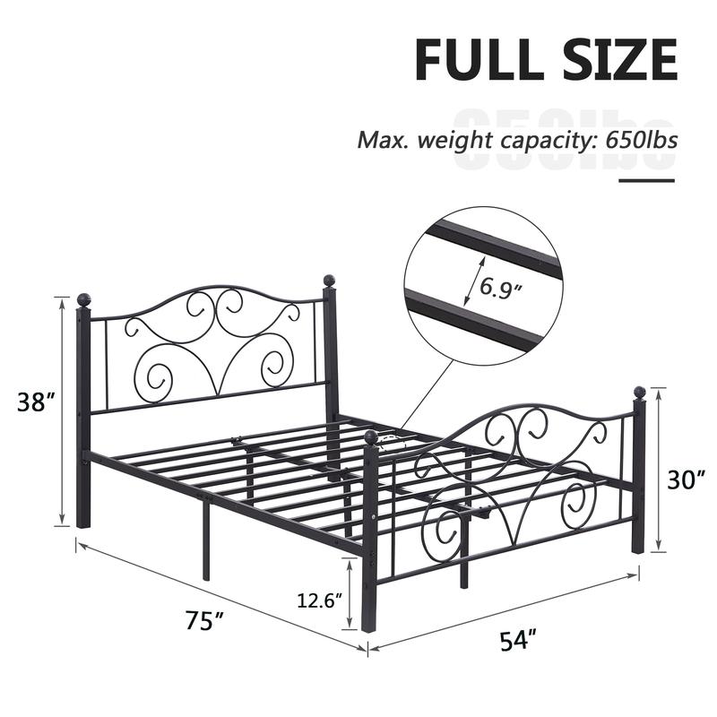 VECELO Bed Frame Heavy Duty Metal Platform Support Twin Full Queen Size with Strong Metal Headboard Footboard,No Box Spring Needed,Easy Assembly,Pink White traditional bed