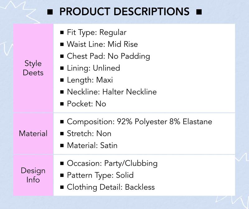 Cider Satin Halter Neckline Backless Maxi Dress