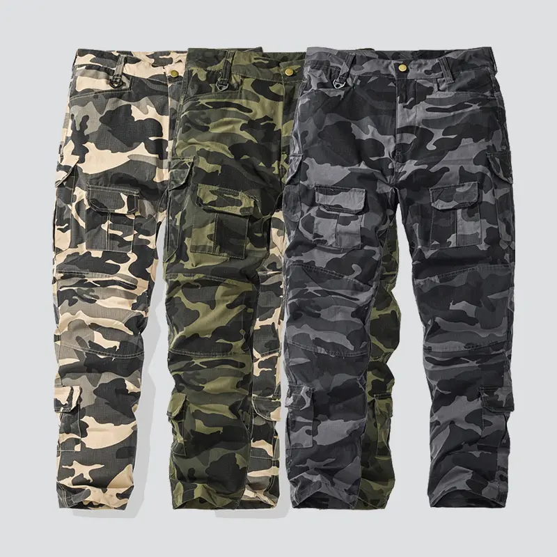 1-pack men’s all-season camouflage cargo pants — comfortable fit, multi-functional pockets, street style, 100% polyester