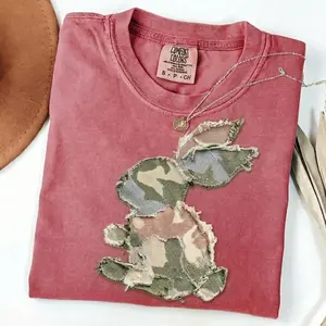 Comfort Colors Camouflage Bunny T-Shirt, Camo Easter Tee, Bunny FAUX Patchwork 3D Effect Printed Shirt, Bunny Camo, Easter Day Shirt