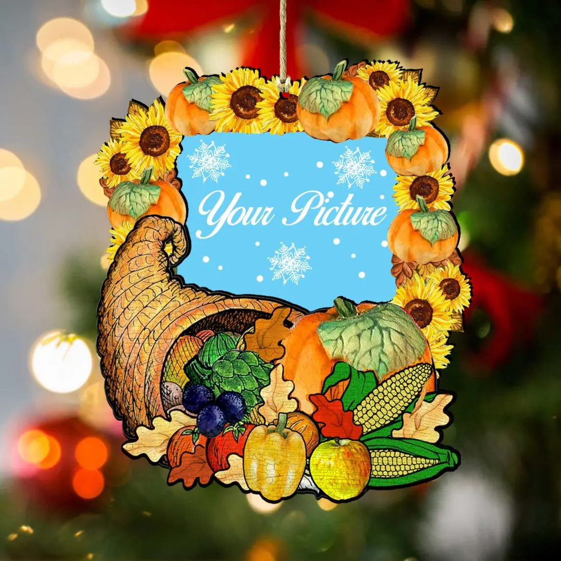Designocracy 8158905PF-S2 5.5x28 in. Give A Thanks Thanksgiving Photo Frame Ornaments - Set of 2, Thanksgiving Decorations, Holiday Home Festive Decor