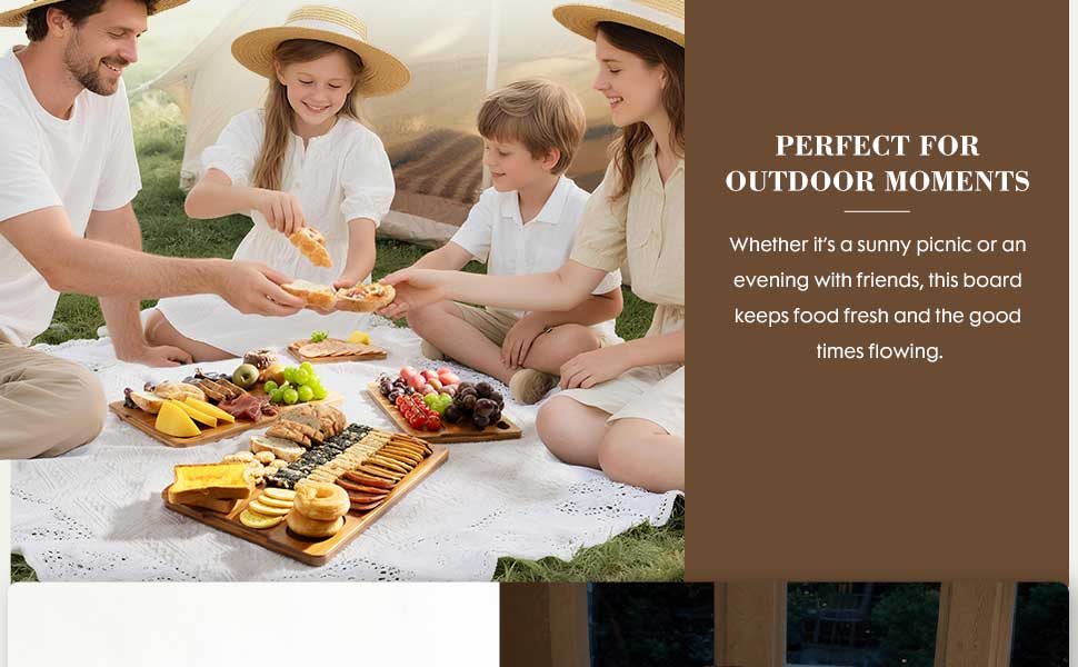 Astercook 4-Piece Bamboo Cutting Board Set with Holder - Food-Grade Charcuterie & Chopping Boards for Meat, Vegetables, Fruits - Durable, Eco-Friendly, 3 Sizes for Kitchen Use