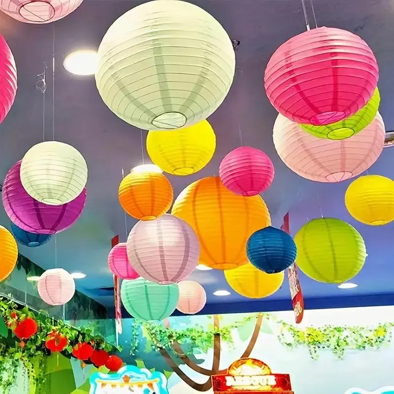 16-Pack Assorted Hanging Lightweight Paper Lanterns for Party Decoration, Multicolor Traditional Chinese Lanterns for Carnival Baptism Birthday Wedding Anniversary Ceremony