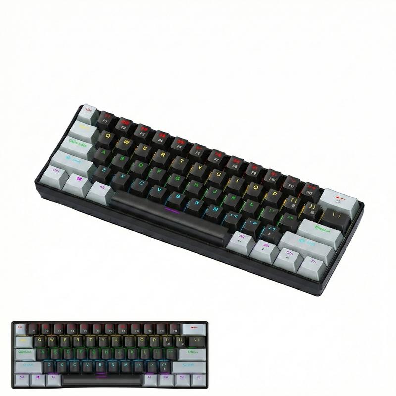 K61 60% Mechanical Gaming Keyboard – Compact RGB Wired 61-Key Layout