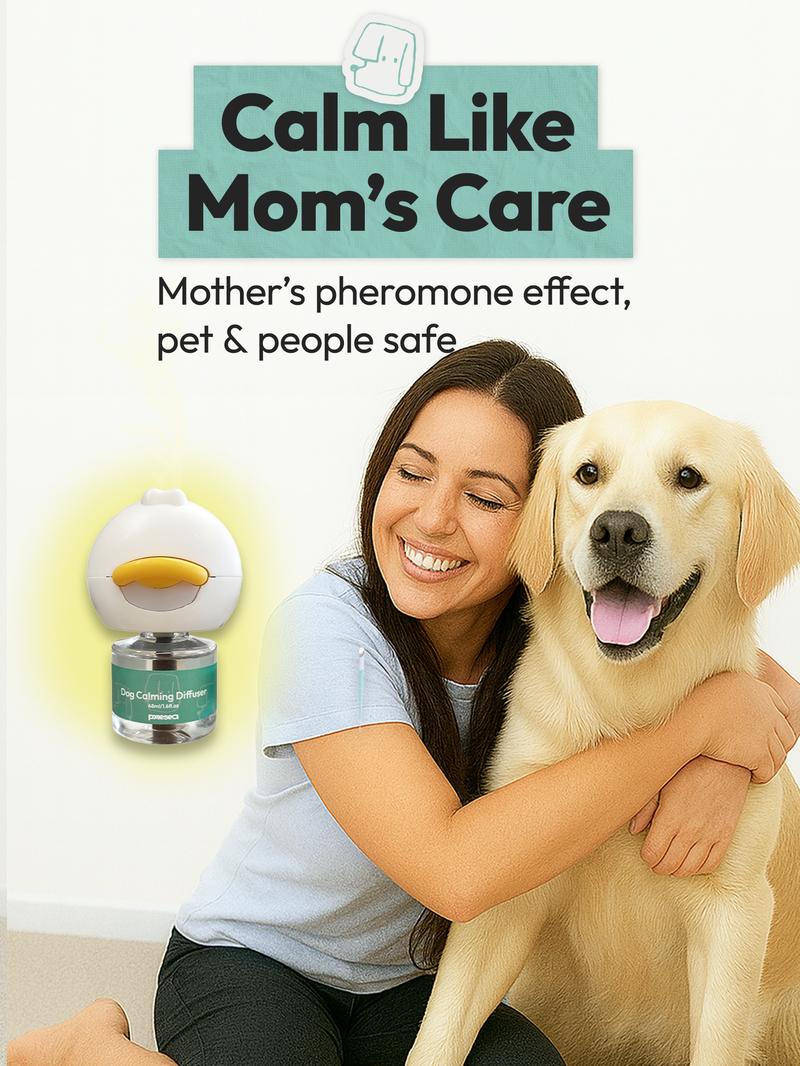 Dog calming diffuser pheromone aid helps reduce separation anxiety thunderstorm fear and barking safe natural formula with 60 day long lasting refill