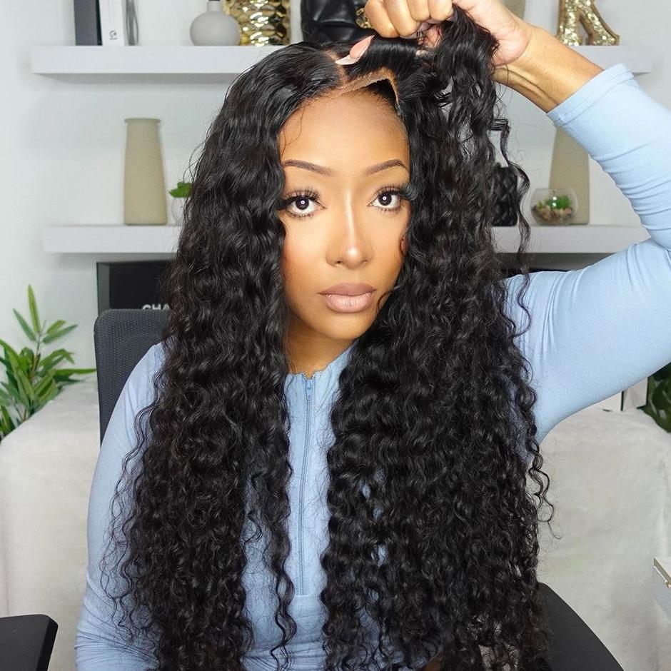 FORGIRLFOREVER 7x5 Wear Go Glueless Wig Pre-Cut Bleached Knots Water Wave Wig Ready To Wear And Go Wig Natural Wave Human Hair Wigs