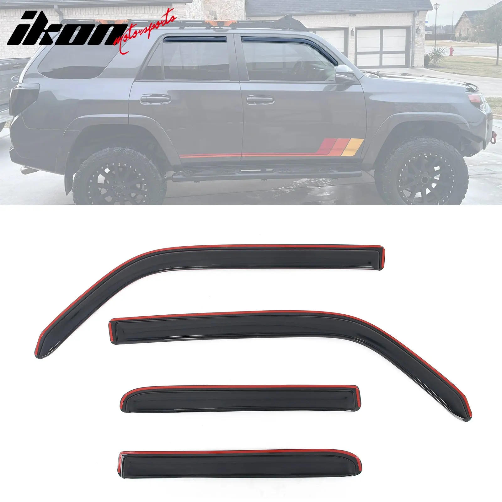In-Channel Rain Guard Window Visors for 2010-2024 Toyota 4Runner, Side Window Deflectors Sun Rain Wind Ventilation Shade, Smoke Tinted, 4PCS