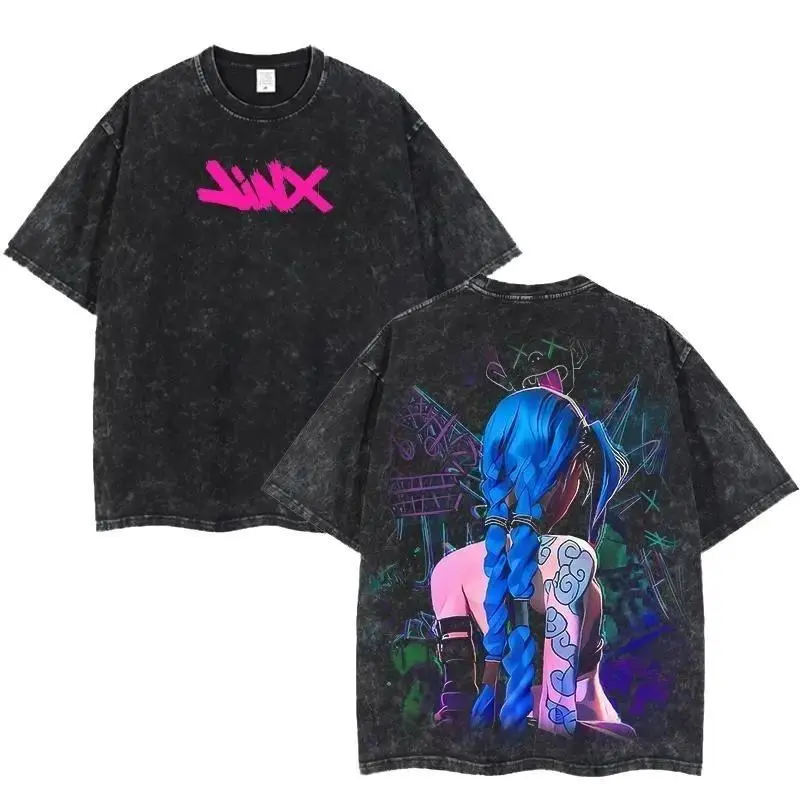 Retro Vintage Jinx x Powder Arcane: League of Legends  T-shirt Game Cotton, FPS, Game Lover Unisex Shirt Gift for Him Her Y2K Hoodie Sweatshirt