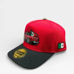 Gorra Camioneta Chevy en Placa alta calidad Ajustable color negro - Black Adjustable SnapBack Cap with Mexican Flag and Chevy Design