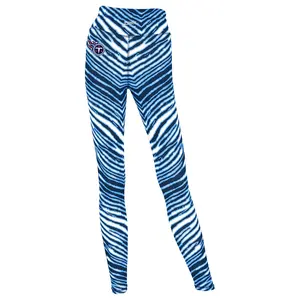 Zubaz NFL Women's  3 Color Zebra Leggings, Tennessee Titans