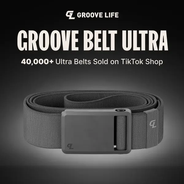 Groove Belt Ultra  – Lightweight Stretch Travel Belt for Men, Comfortable & Durable – Deep Stone
