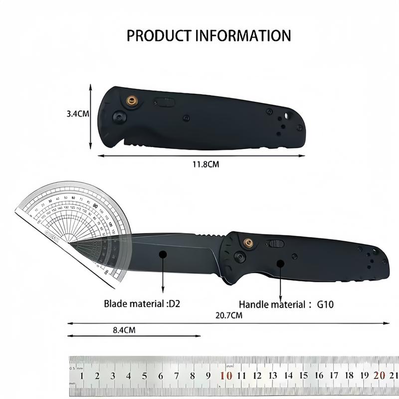 Utility Button Lock Folding Knife D2 Battlewash Blade G10 Handle Multifunctional Cutlery Tool for Outdoor Fishing Camping EDC