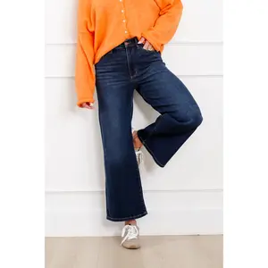 Judy Blue High Rise Dark Wash Ankle Wide Leg Jeans