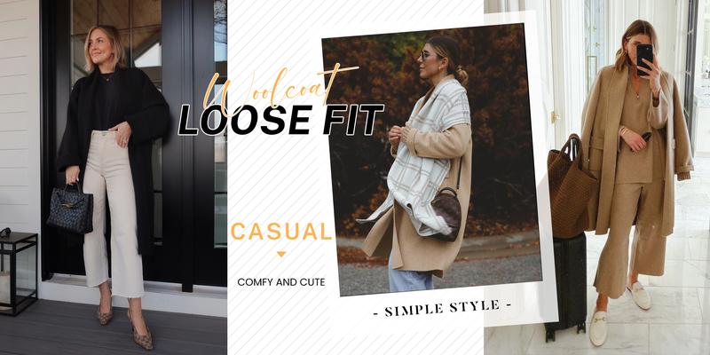 Tanming Women's Long Cardigan Wool Coat Open Front Pockets Warm Lapel Jacket Coat Fall Outerwear Casual FallFreshness