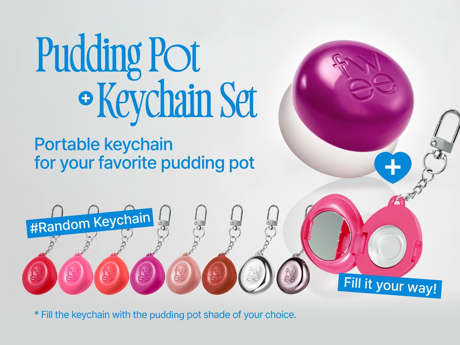 [Travel-friendly] fwee Lip & Cheek Blurry Pudding Pot + Mini Keychain + Silicone Lip Brush Trio | Makeup Blush and Blurred Matte Lips | Silicone tip, with lid, portable